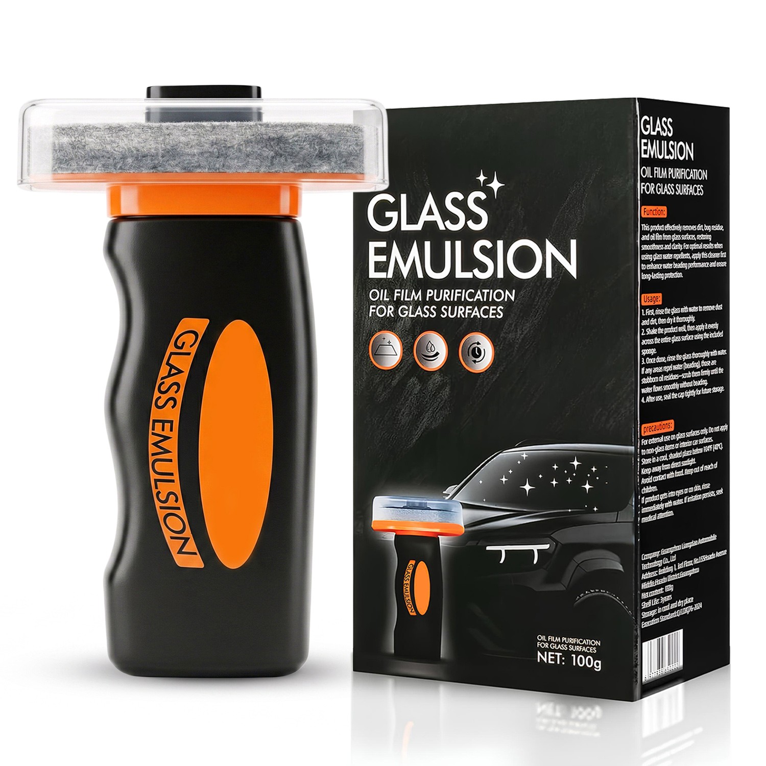 Glass Oil Film Remover for Car, Glass Emulsion Cleaner, Cleaning Board Removes