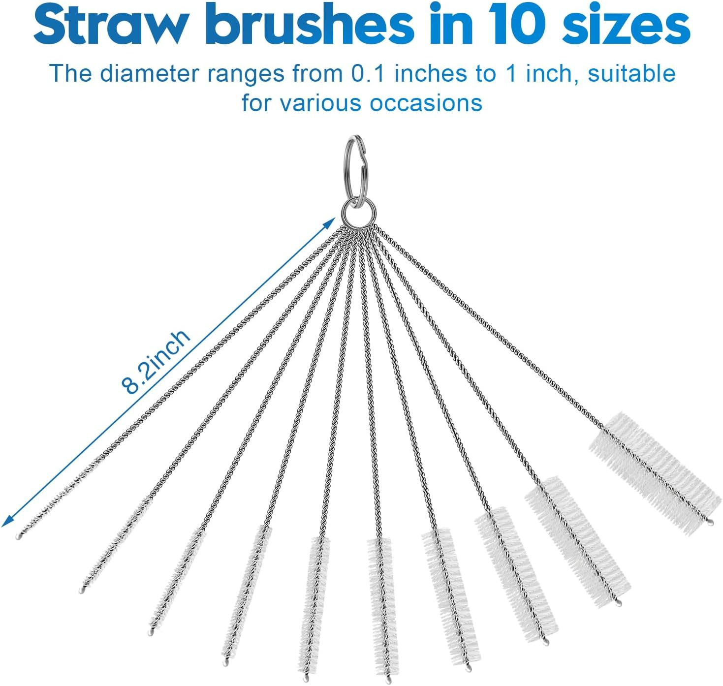 14Pcs Bottle Brush Cleaner Set, Long Handle Bottle Brushes, Sponge Brushes, 3-In