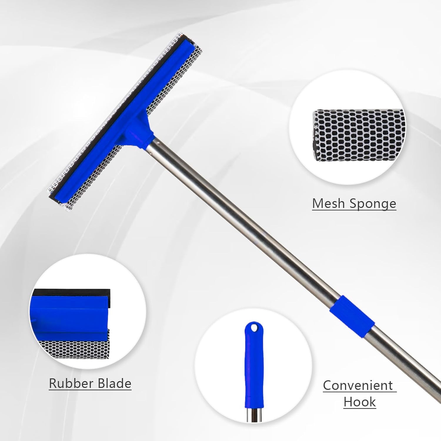 2 in 1 Window Squeegee,Car Window Cleaner Tool with 55″ Long Stainless Steel …