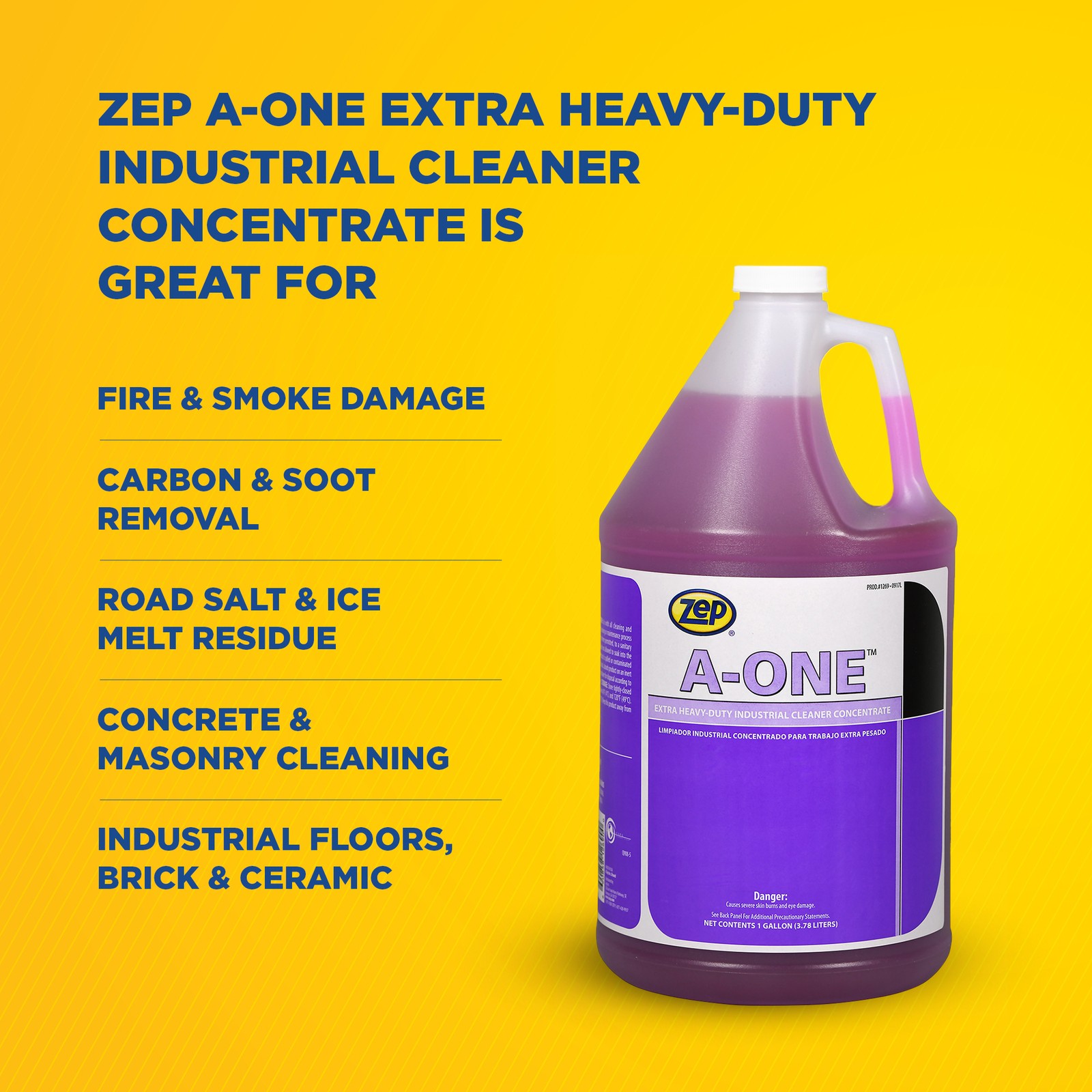Zep A-One Extra Heavy-Duty Industrial Cleaner Concentrate – 1 Gallon