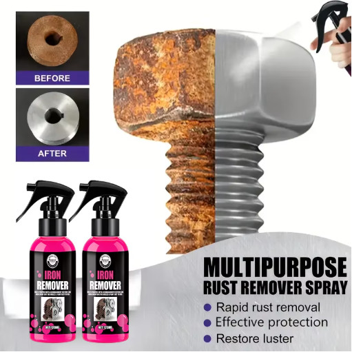 120ML Rust Remover Spray Fast Acting Metal Cleaner Iron Oxidation Eliminator Car