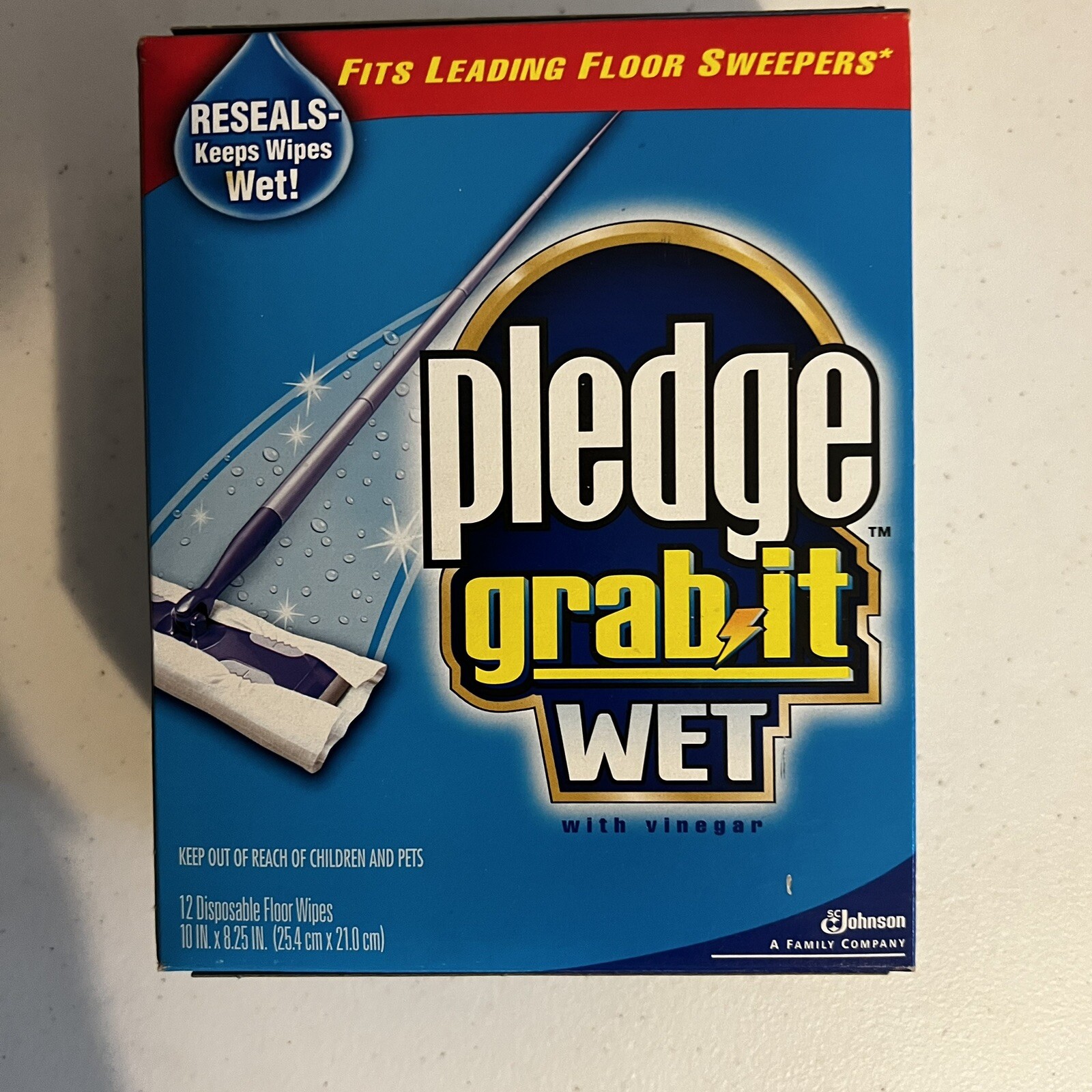 Pledge GRAB IT Wet Floor Wipes NEW 12 Pack Sealed 10″ x 8.25″ Discontinued