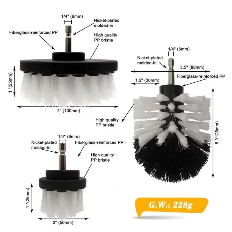 Brush Drill Brush Attachment Power Scrubber Tools for Cleaning Carpet & Leather