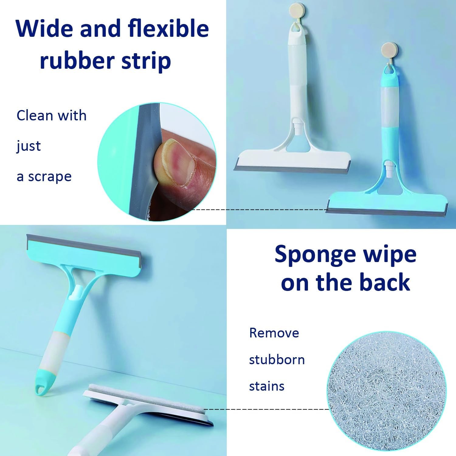 2 Pack All-Purpose Shower Squeegee for Shower Glass Door, Shower Glass Cleaner