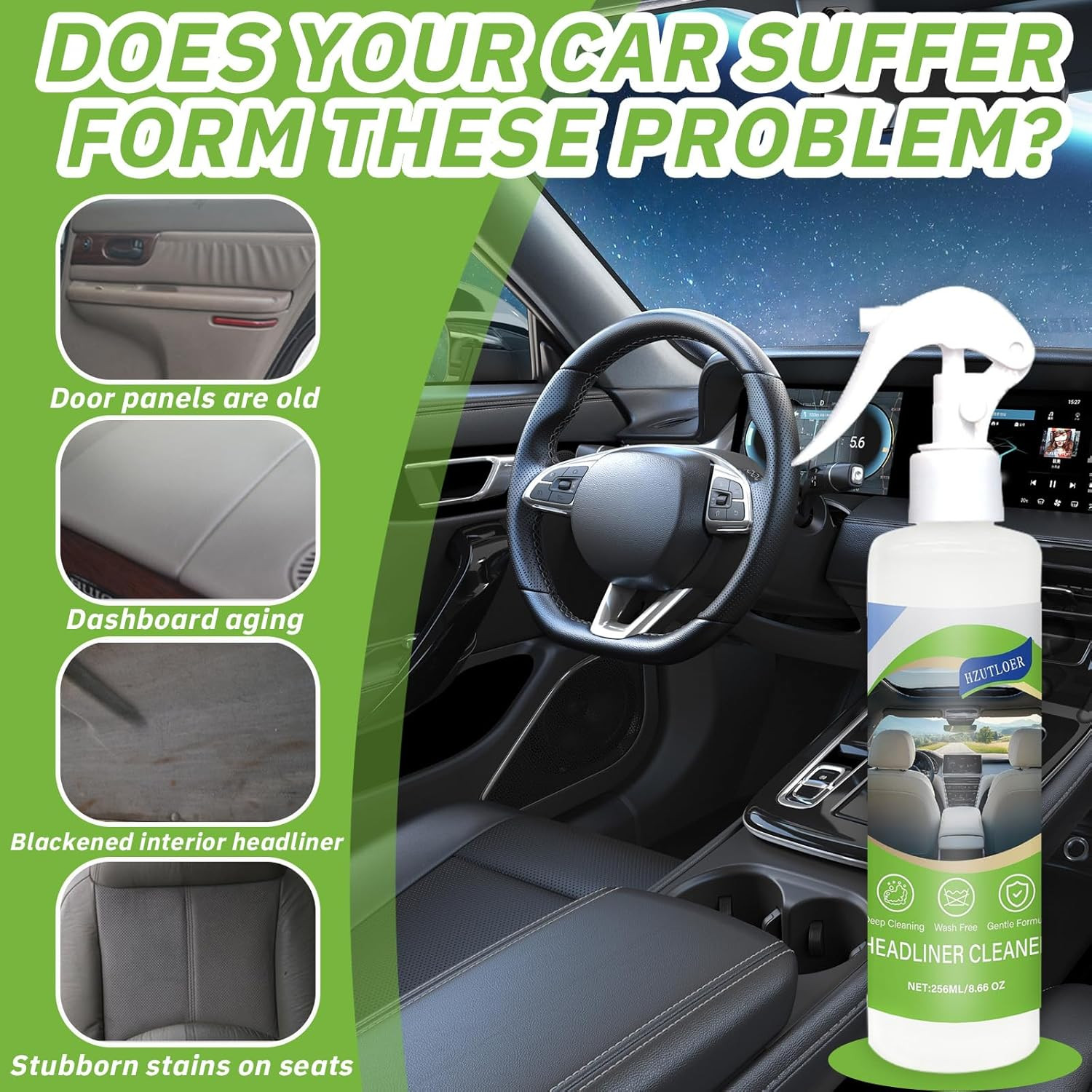 8.66 OZ (256 Ml) Car Ceiling Cleaner,Headliner Cleaner,Multifunctional Car Inter
