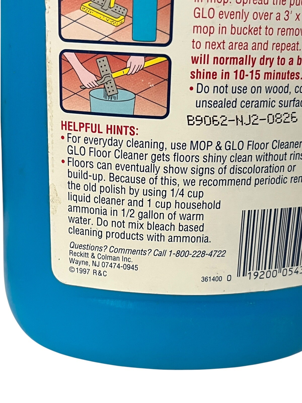 Vintage MOP & GLO Floor Shine Cleaner 1 Quart Bottle FULL 1997 – Movie Props
