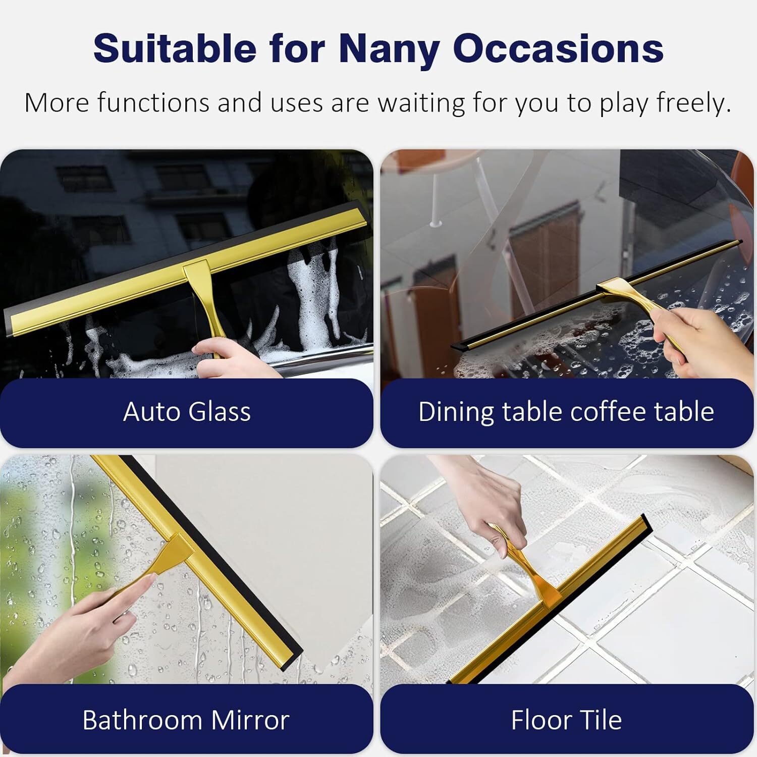 Stainless Steel All-Purpose Squeegee Shower Cleaner Doors Bathroom Windows Glass
