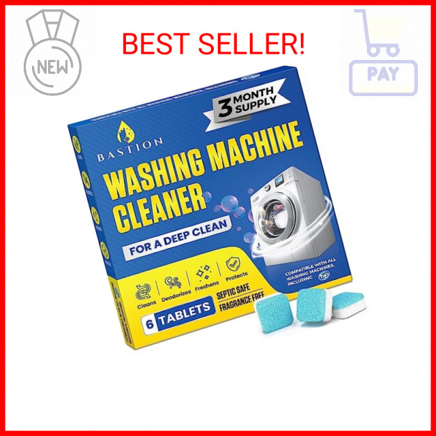Bastion Washing Machine Cleaner, Deodorizer, & Descaler 6-Pack – Active Deep Cle