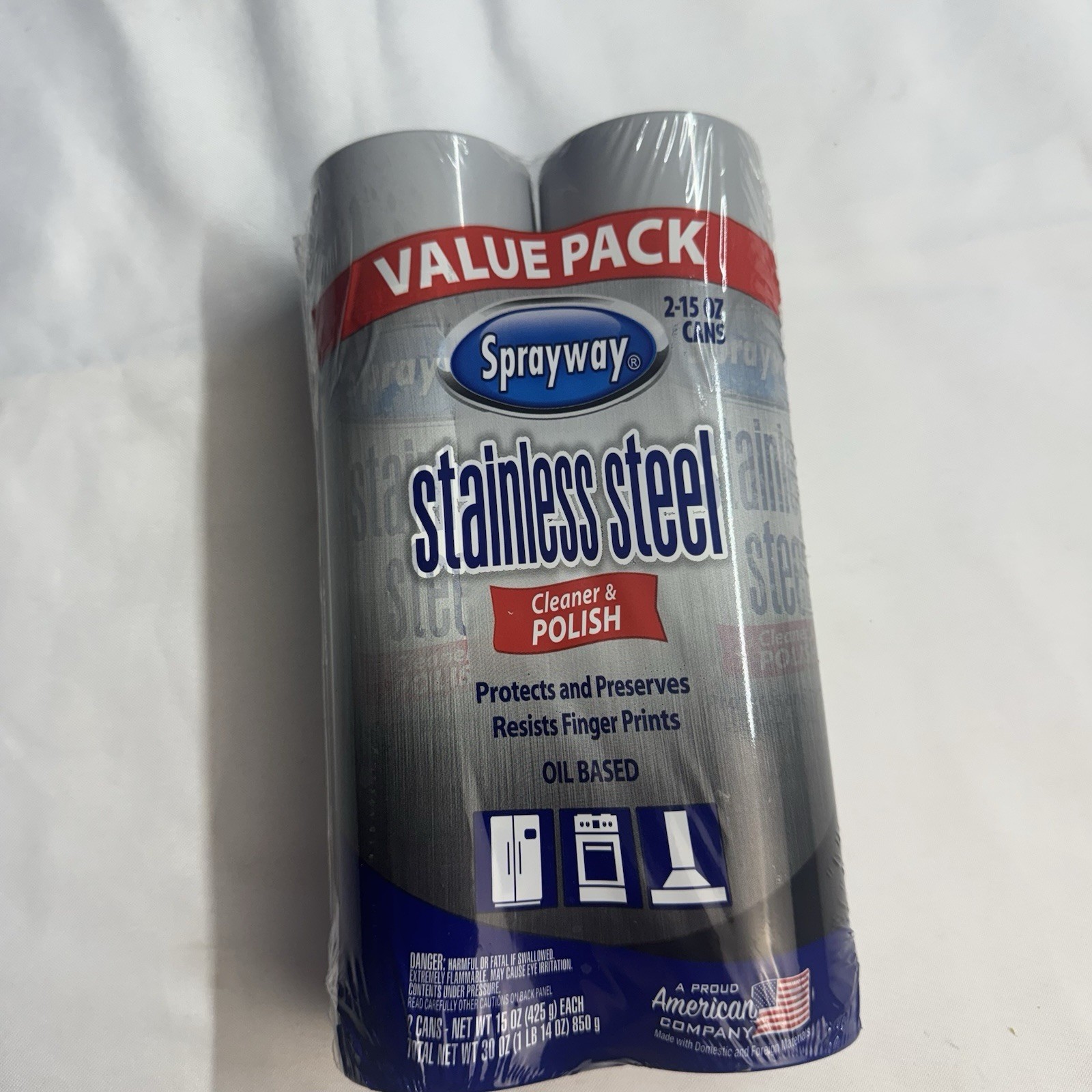 Sprayway Stainless Steel Cleaner & Polish 2 Pack 15oz Cans Oil Based NEW