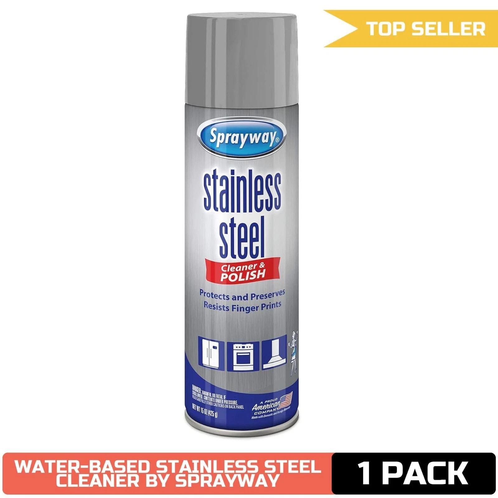 Sprayway Water-Based Stainless Steel Cleaner, 15 Fl Oz (Pack of 1)
