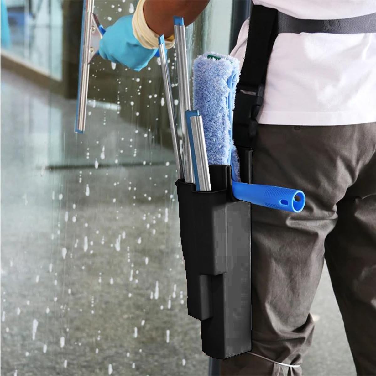 Window Cleaning Holster with Belt Detachable Side Bucket Squeegee Holder Too…