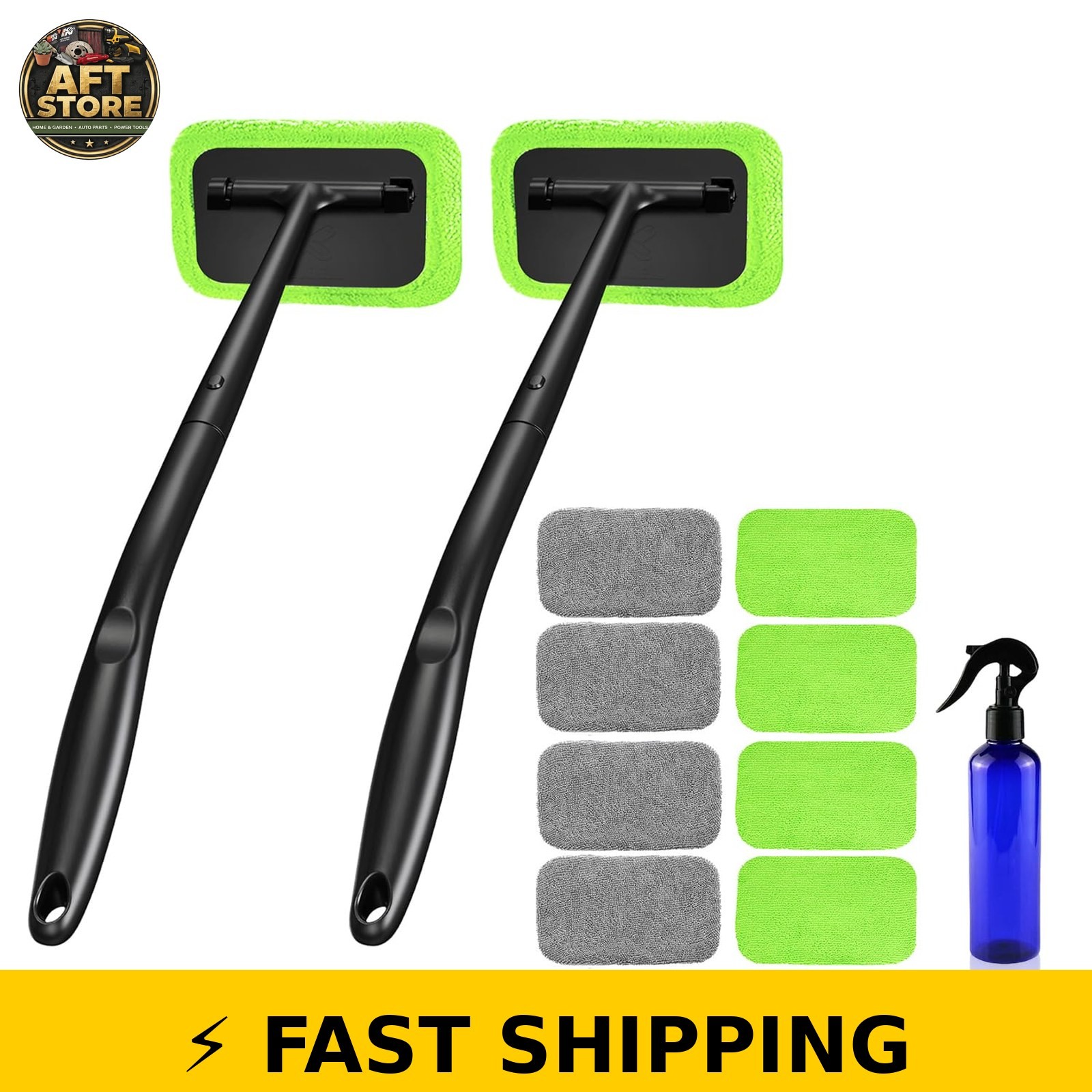 Xindell Windshield Cleaner Tool with 22″ Handle & Microfiber Pads