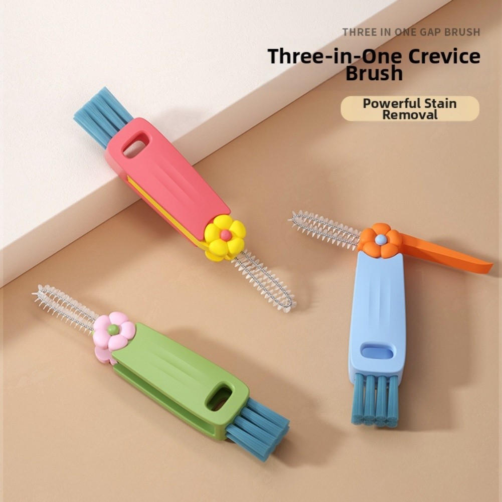 Easy grip portable crevice brush for bottles cups and other narrow spaces