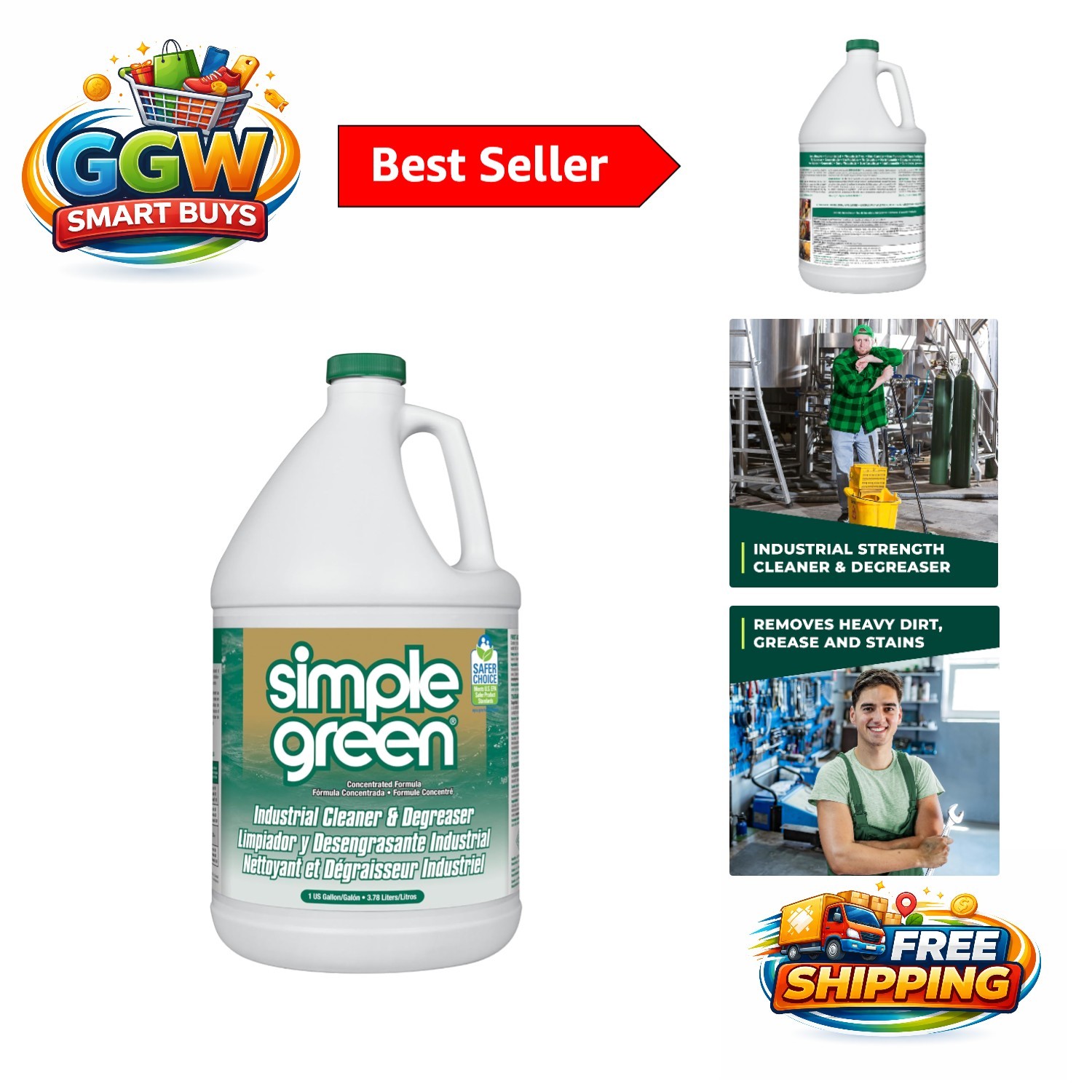 EPA Safer Choice Approved: Concentrated 1 Gallon Industrial Cleaner & Degreaser