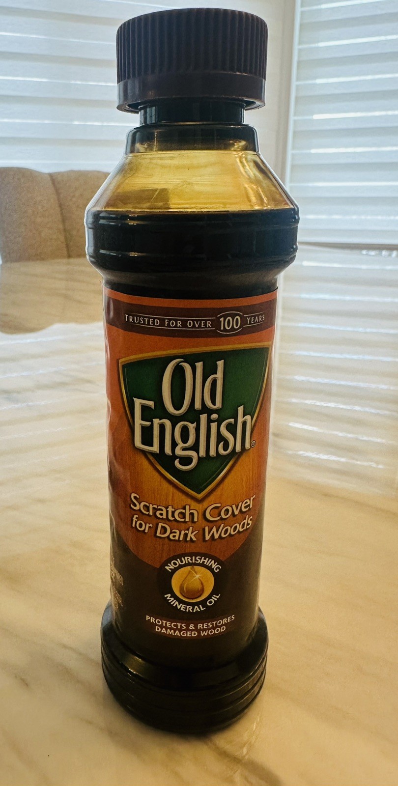 Old English Furniture Scratch Cover for Dark Woods 8oz Bottle, 80% Full