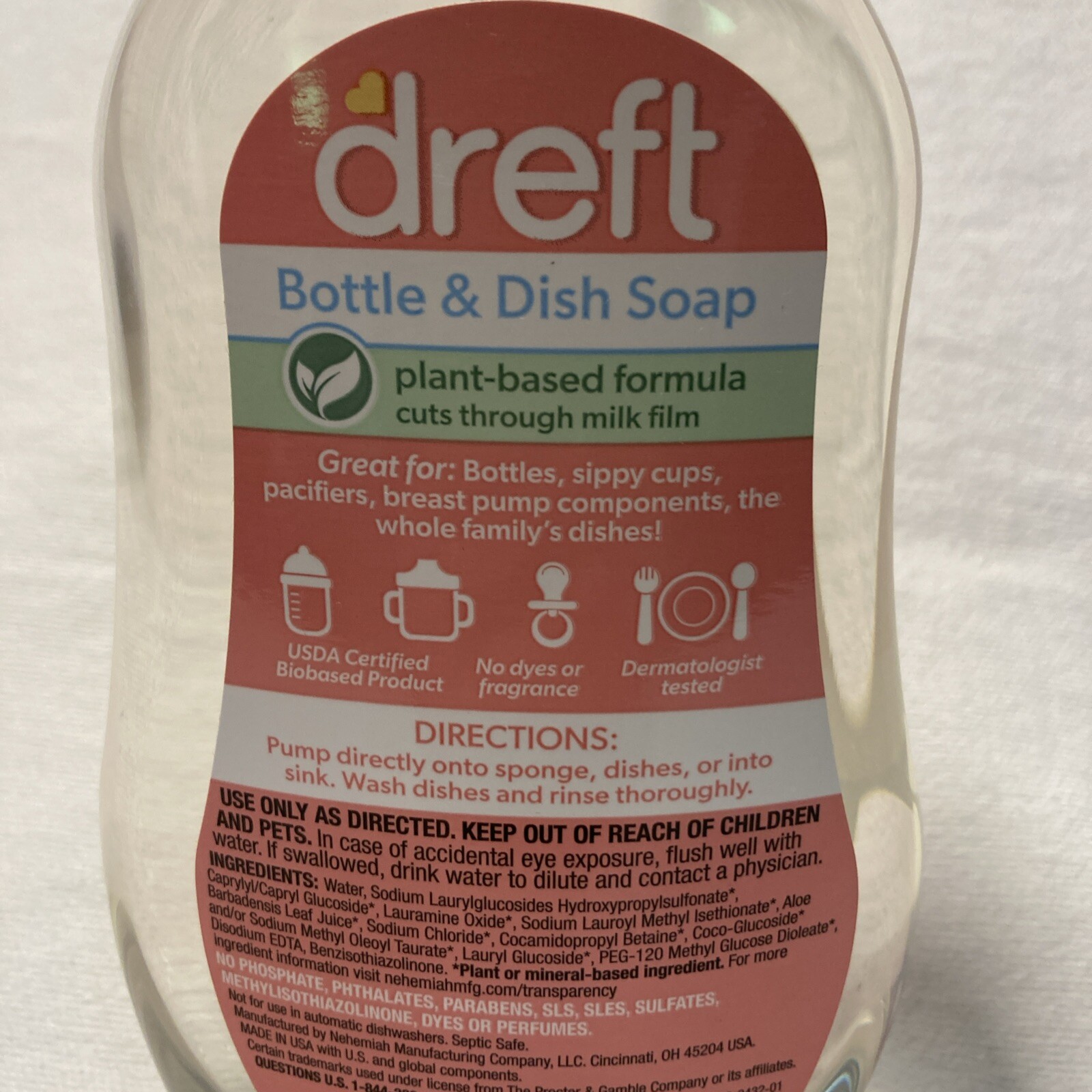 Dreft Baby Bottle & Dish Soap 18 oz