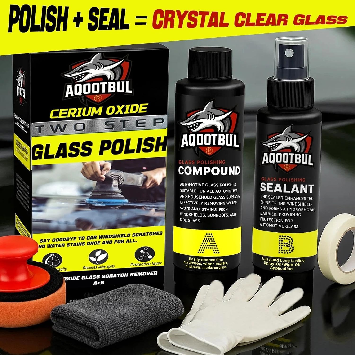 AQOOTBUL Cerium Oxide Glass Polish Kit Compound Sealant for Automotive