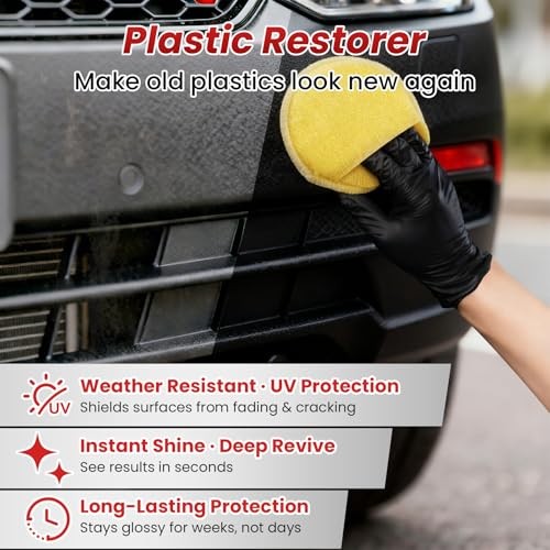 Plastic Restorer for Cars, Black Trim Restorer for Faded Plastic, Vinyl &