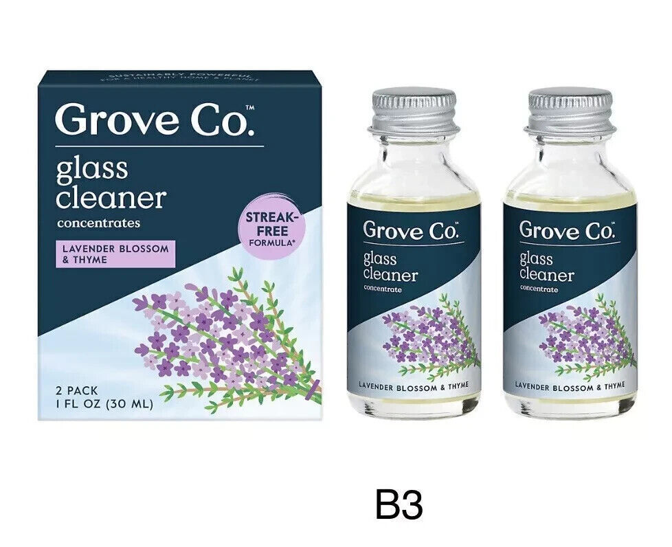 Grove Co Glass Cleaner Concentrate Lavender Thyme 1 FL OZ (3 Boxes)