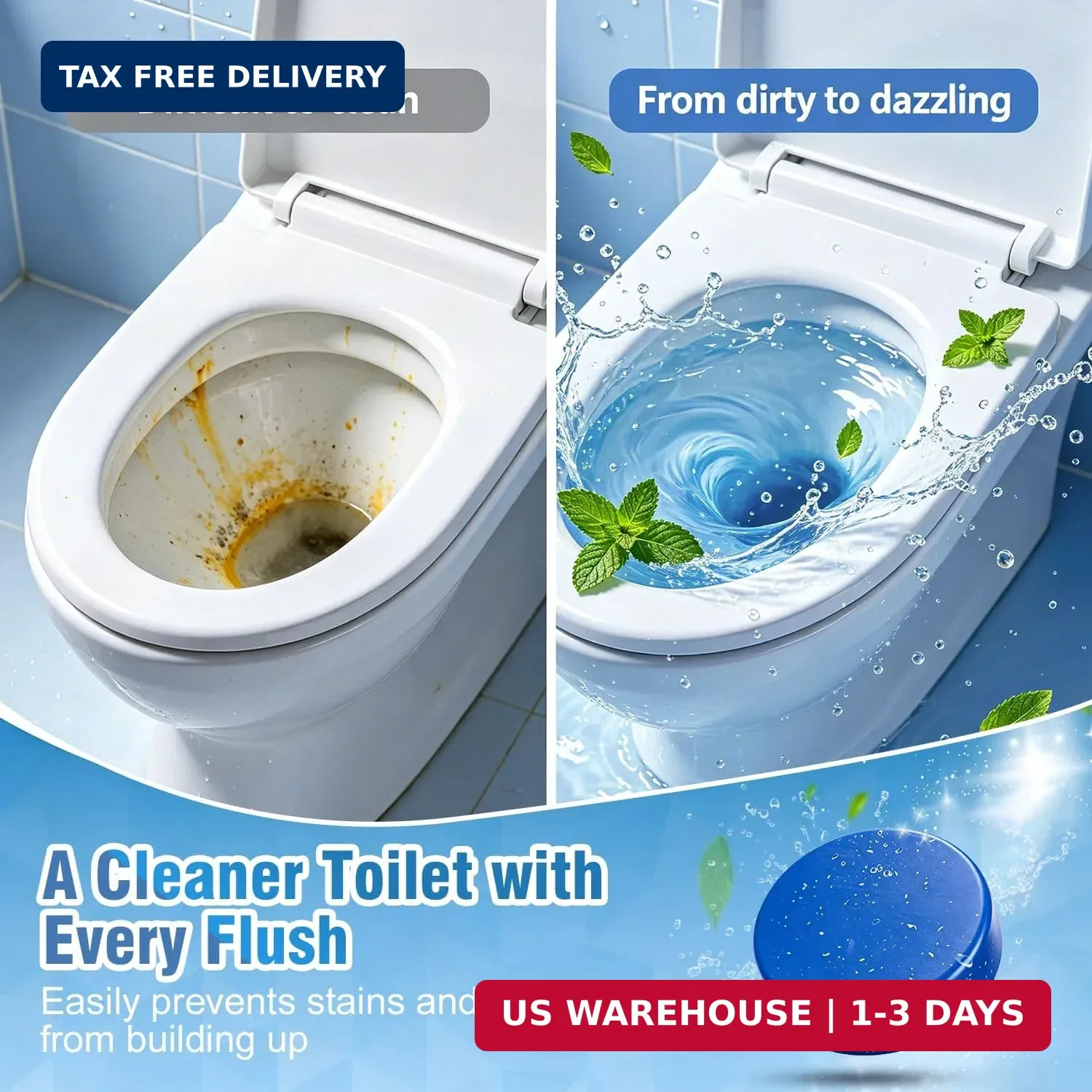 12 Tablets Toilet Bowl Cleaner Tablets for Tank – Automatic Toilet Tank Cleaner