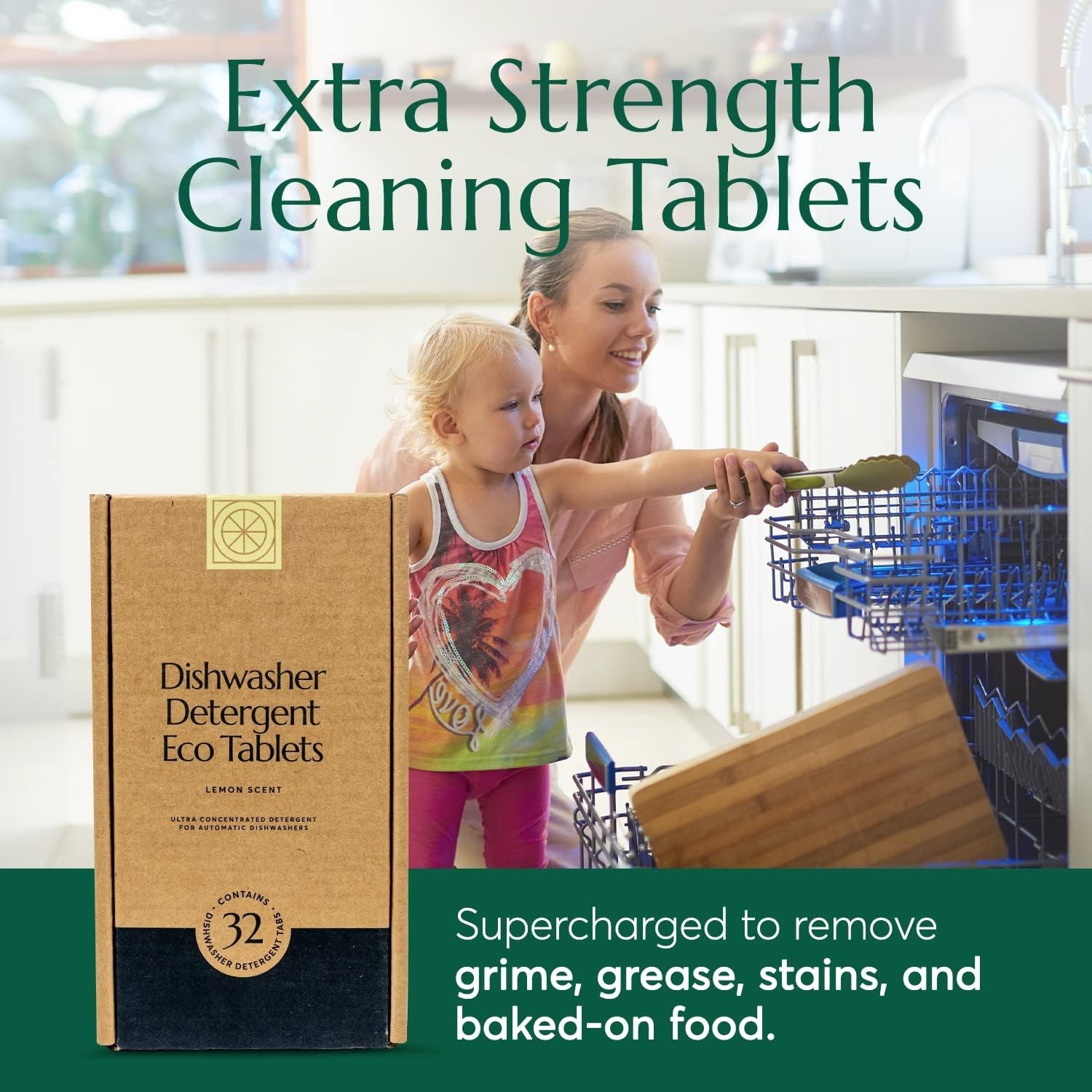 Cleaning Power in Every Pod – Eco-Friendly 32 Count Dishwasher Pods, Lemon Fresh