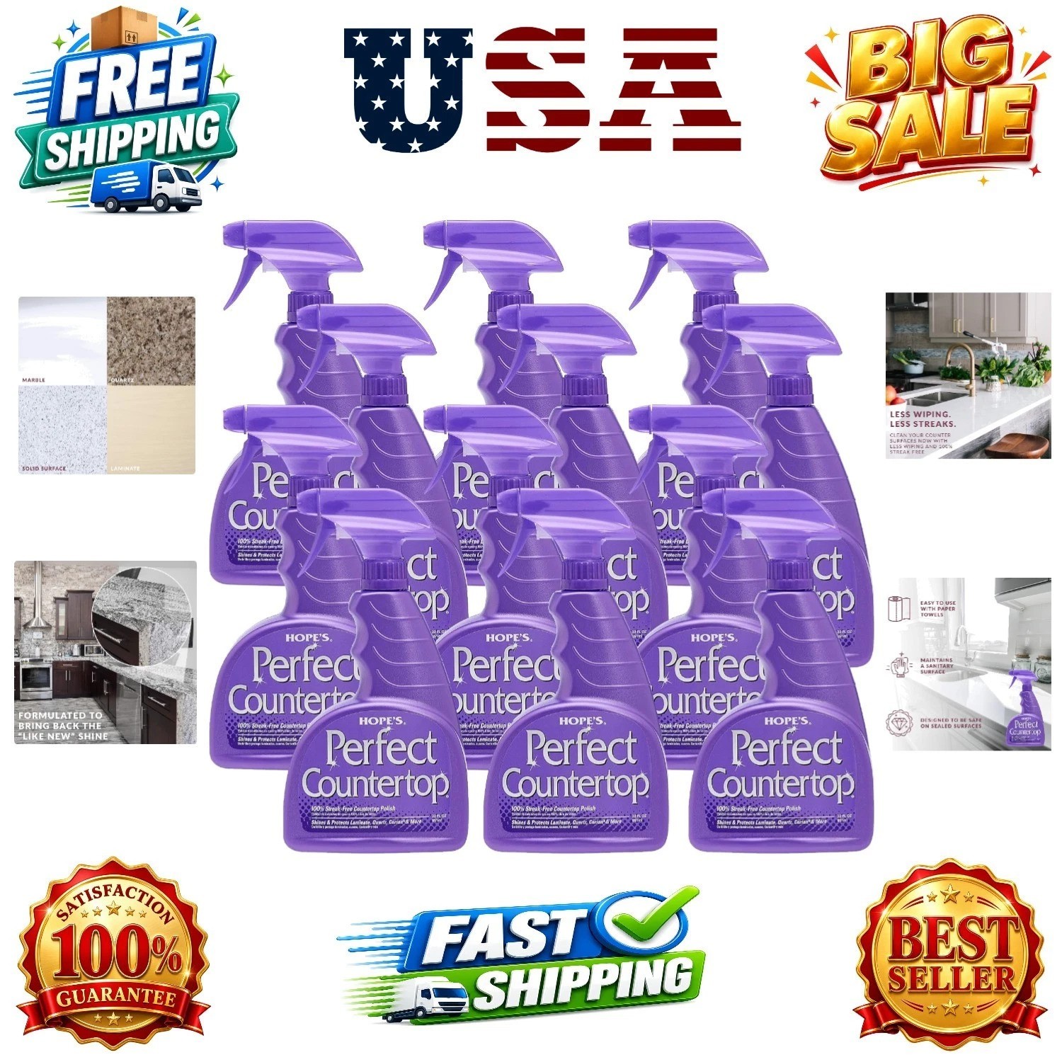 Perfect Countertop Cleaner and Polish 22-Ounce, Streak-Free Multi-Surface Cle…
