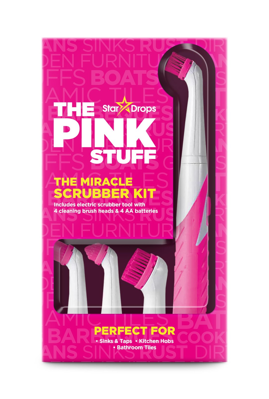The Pink Stuff Stardrops The Miracle Scrubber Kit 4 Cleaning Brush Heads
