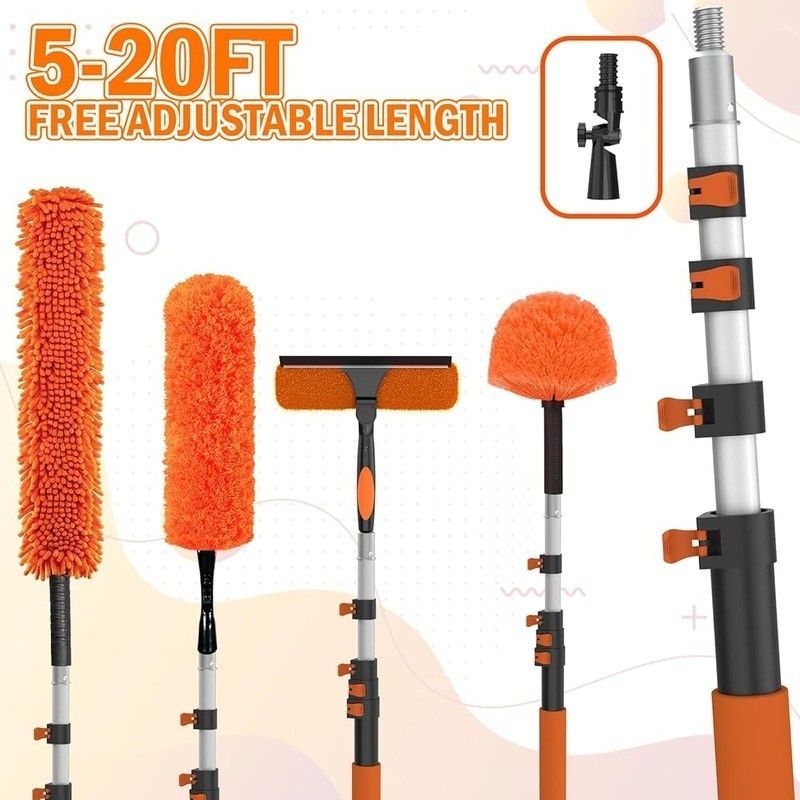 26FT High Reach Duster Cleaning Kit with Extension Pole,Cleaner Duster Tool