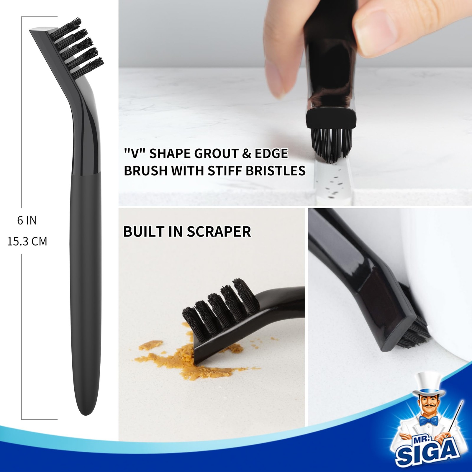 Grout Cleaner Brush Set, Detail Cleaning Brush Set for Tiles, Sinks, Drains, …