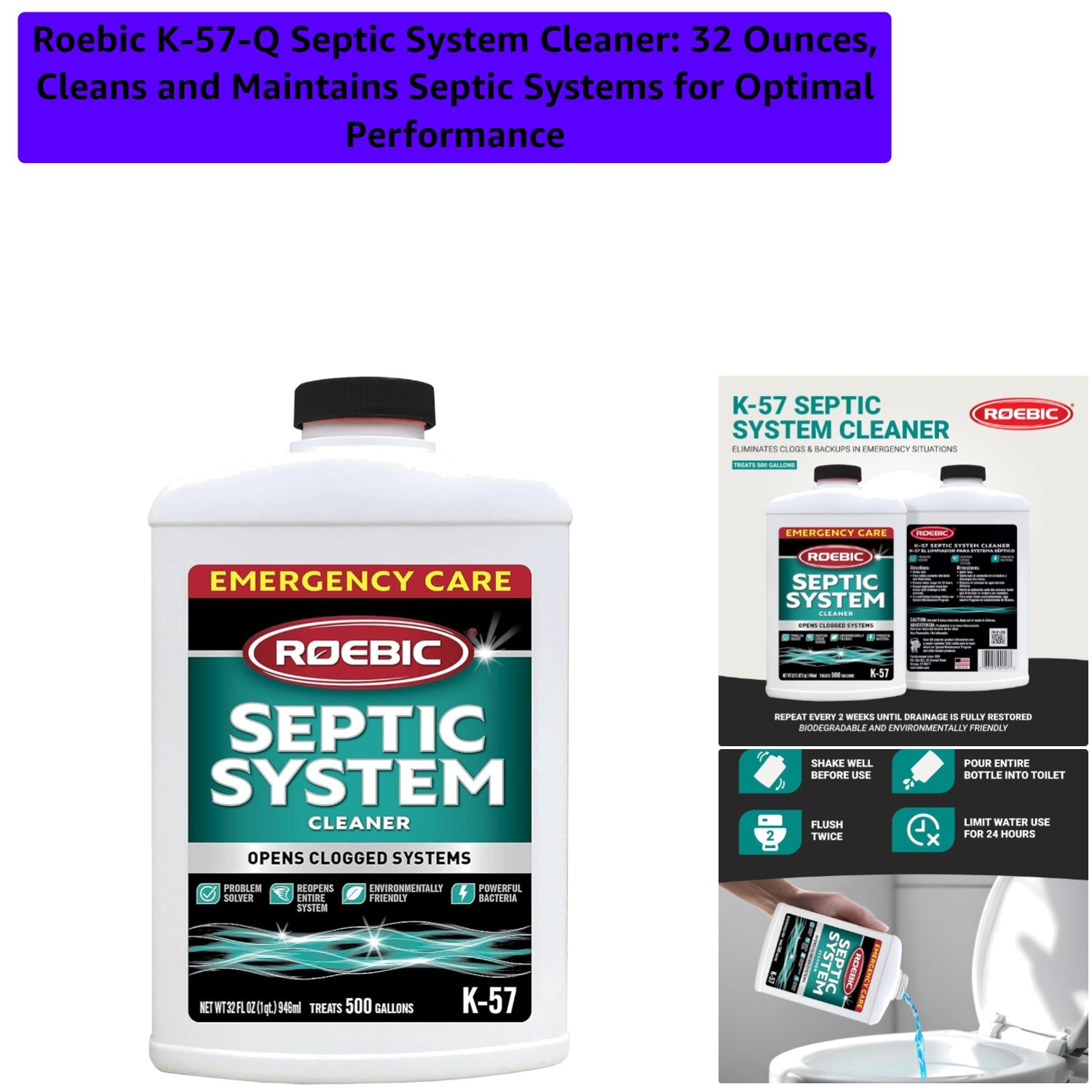 Emergency Septic System Cleaner – 32 Fl Oz, Fast-Acting Relief for Clogs