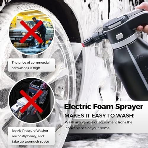 Electric Foam Sprayer,2L Portable Rechargeable Cordless Pressurized Spray Foa…