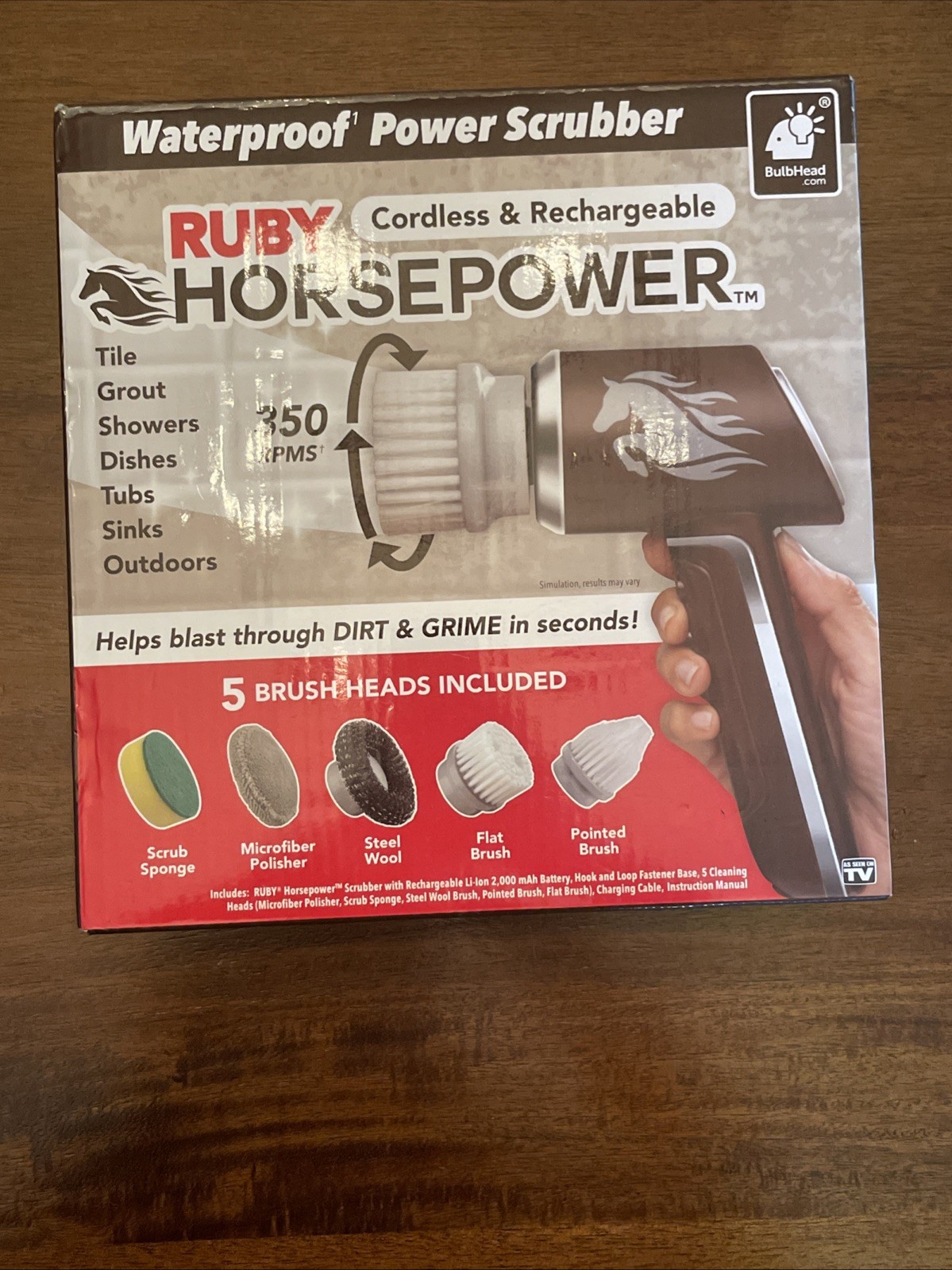 Ruby Horsepower Handheld Cordless Rechargeable Spinning Power Scrubber