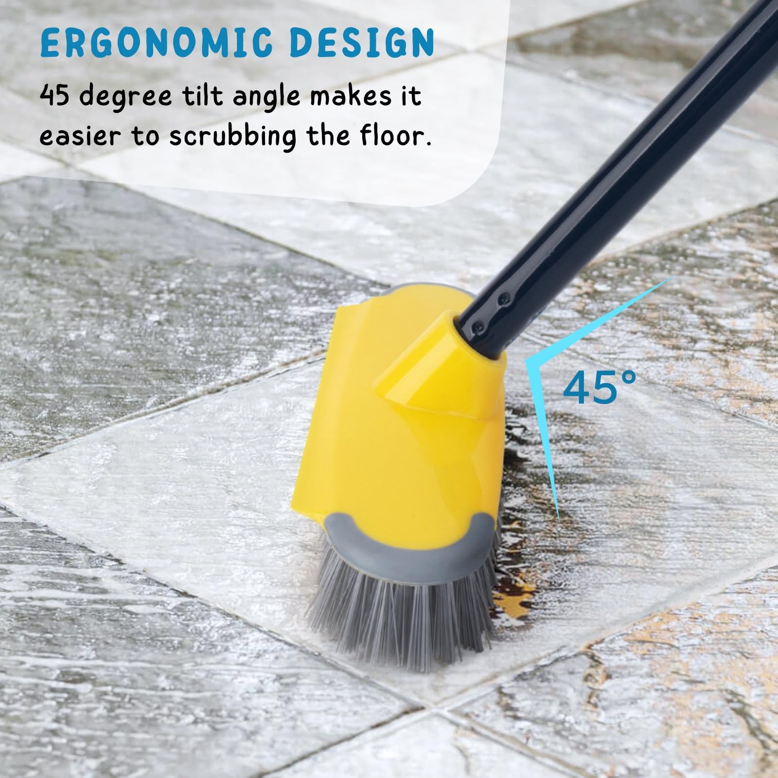 Deck Brush with Long Handle, Floor Scrub Broom for Shower, 50” Outdoor Scrub…