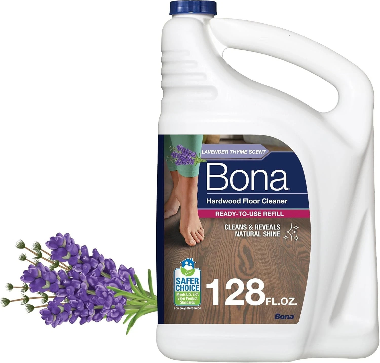 Bona Hardwood Floor Cleaner Refill Lavender Thyme 128 fl oz & Spray – 32 fl oz