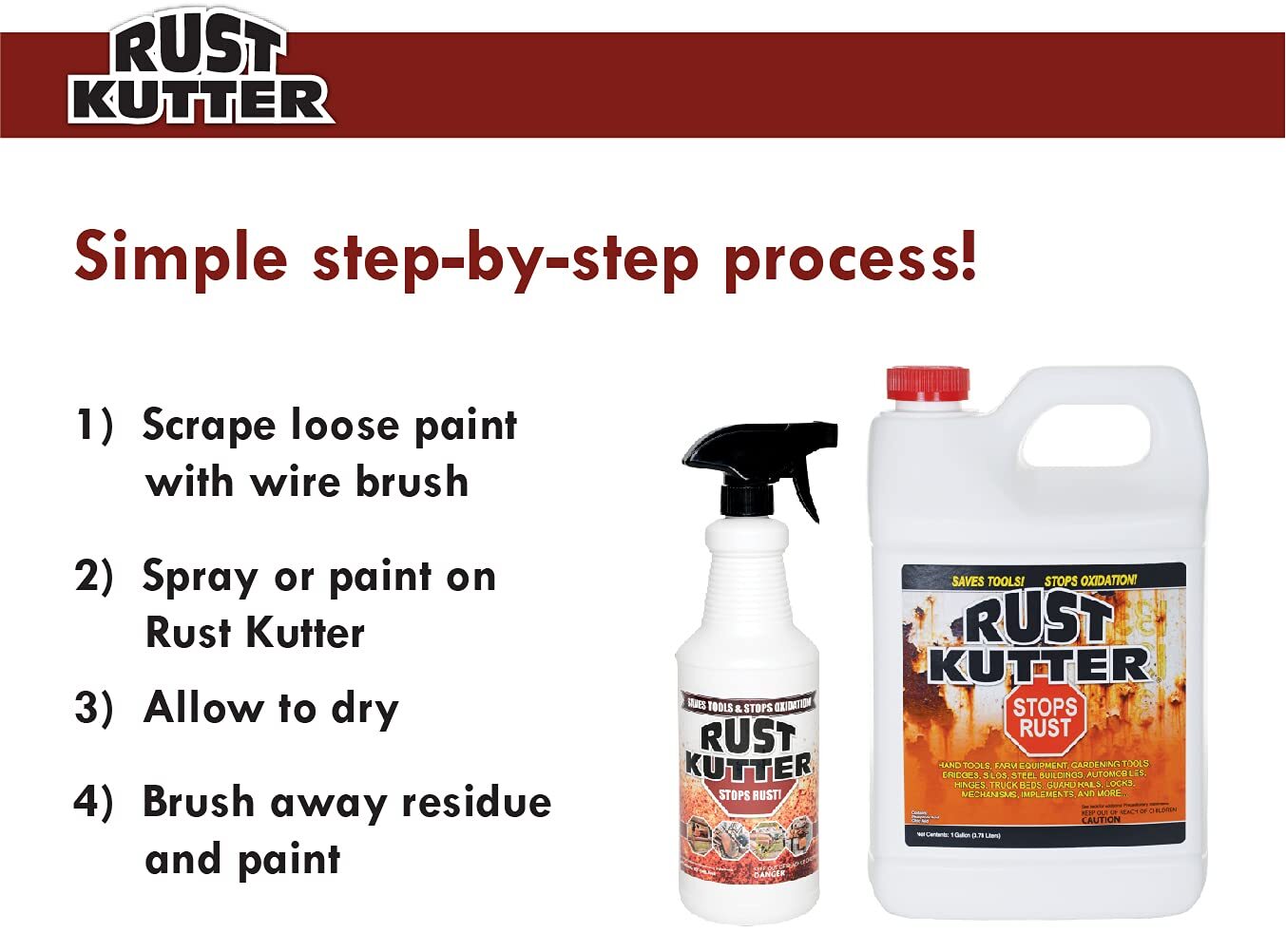 Rust Kutter Gallon Stops Rust and Converts Rust Spots to Leave a Primed Surface