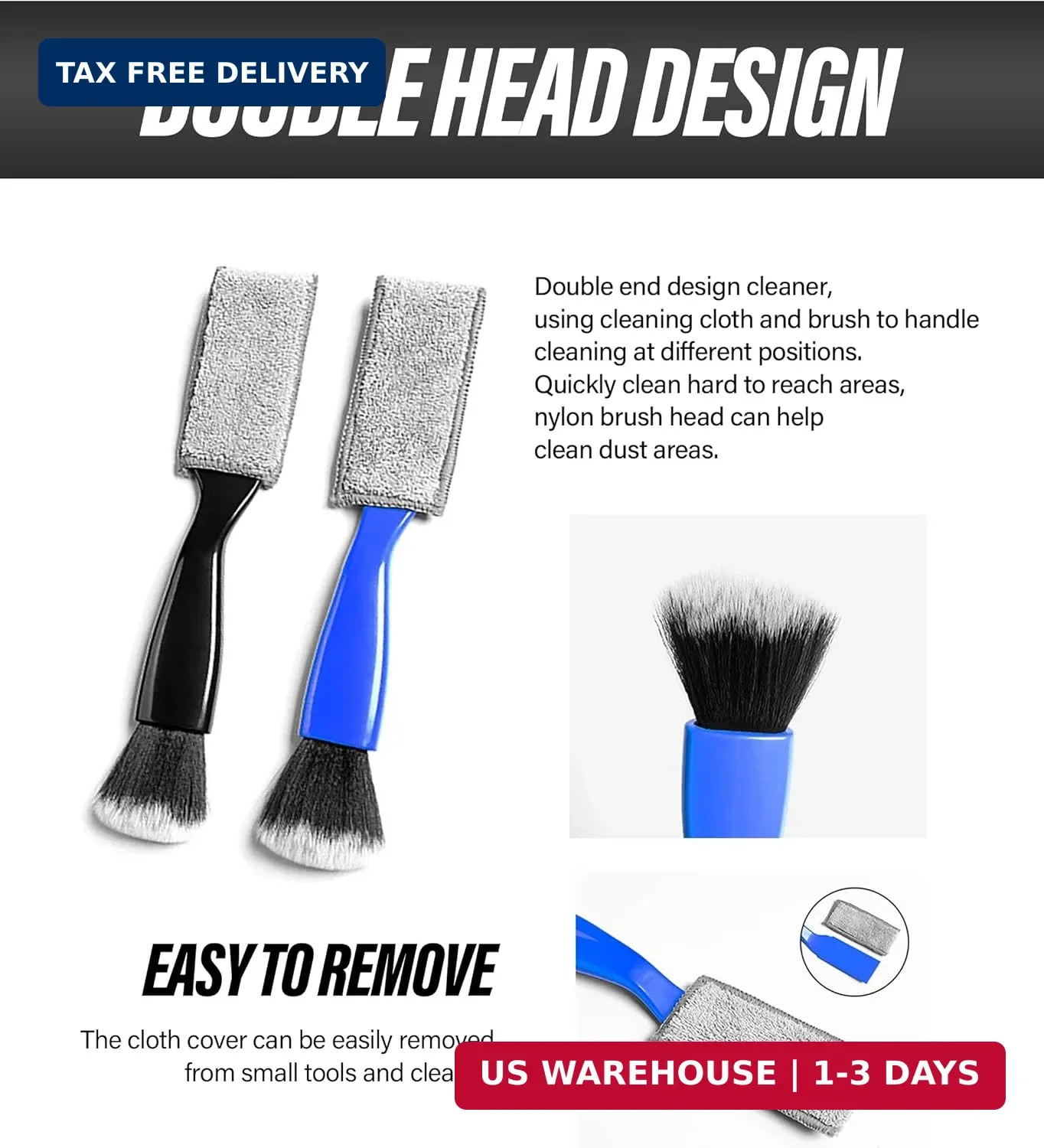 Universal 2 in 1 Duster for Car Clean,Car Bursh Tool,Double Head Brush,Auto Inte