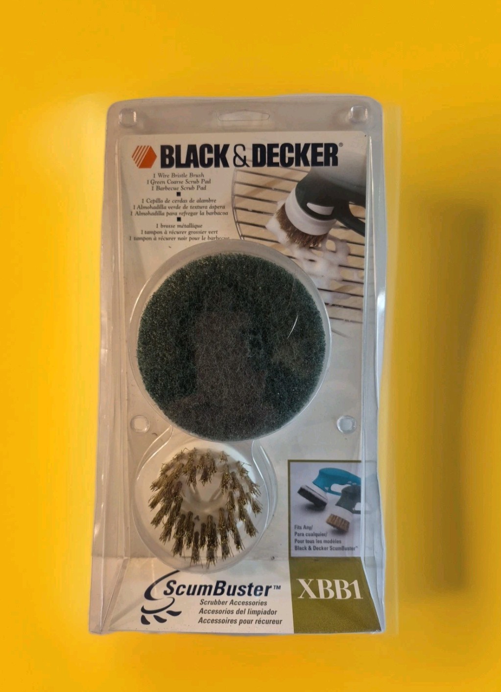 Black & Decker XBB1 ScumBuster Accessories Wire Bristle Brush & 2-Scrub Pads-NEW
