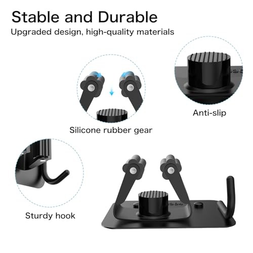4 Pack No Drill Broom Mop Holder Wall Mount Stainless Steel Organizer Hooks Blac