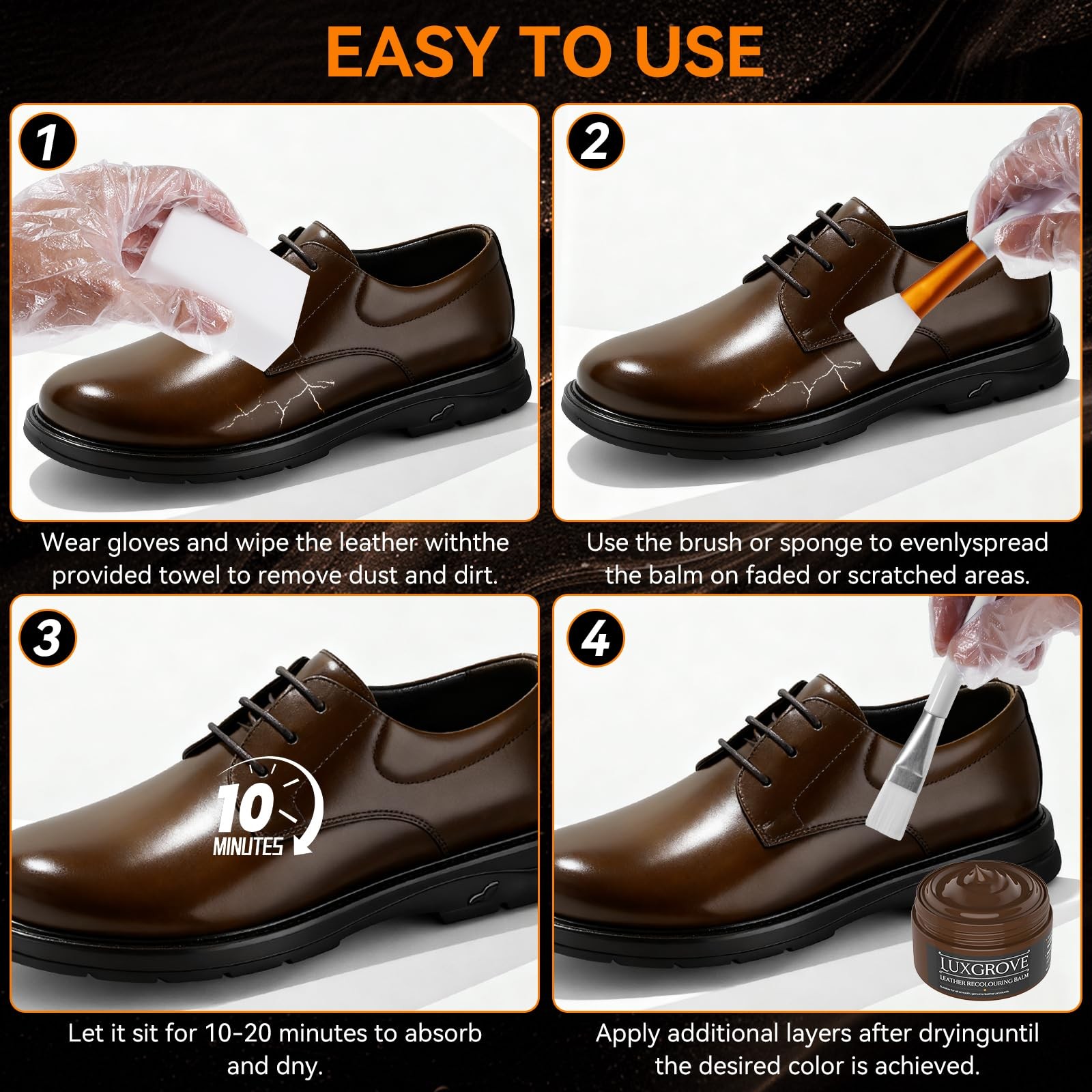 ® Medium Brown Leather Recoloring Balm, Leather Repair kit for Vinyl Furnitur…