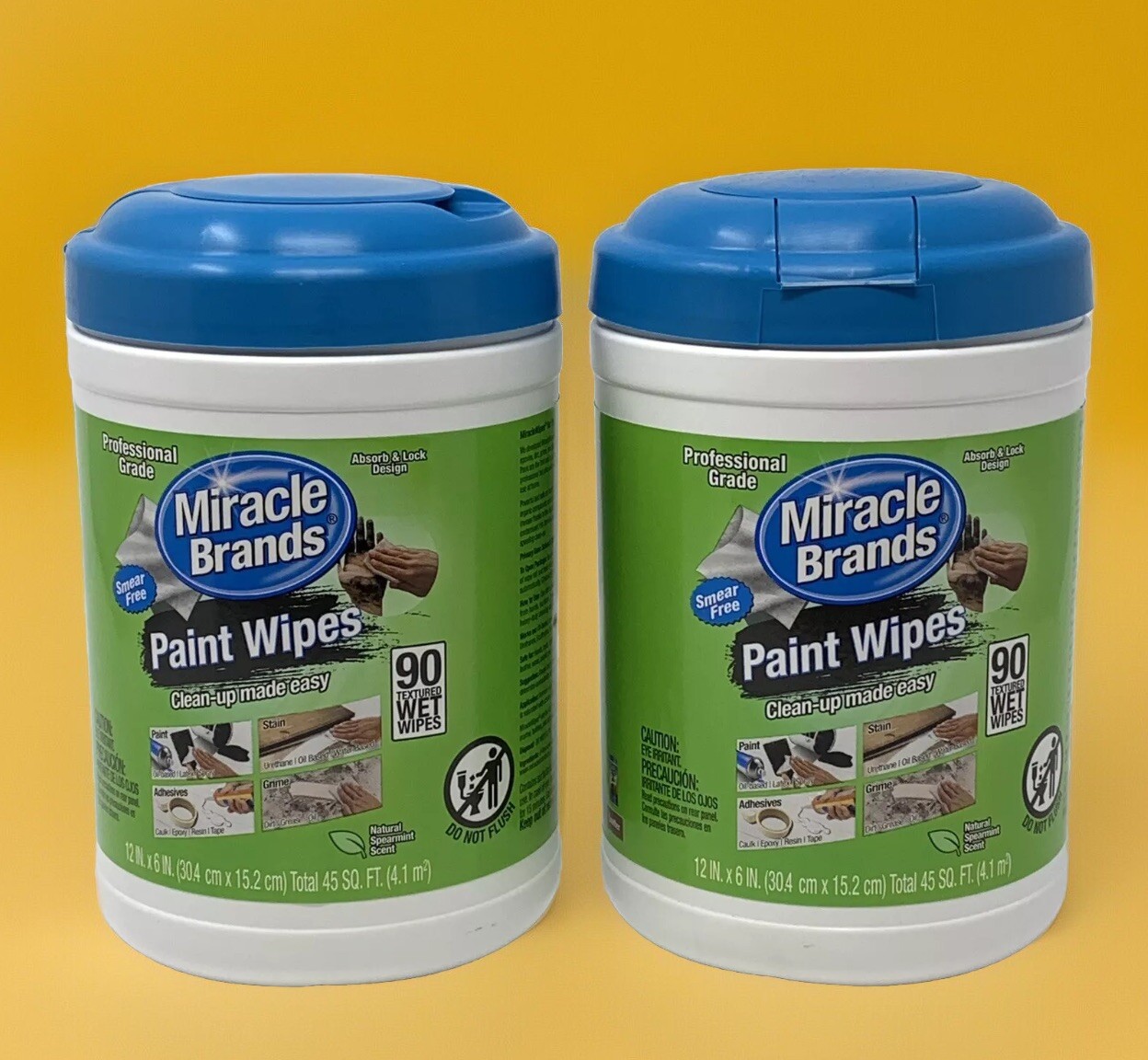 Lot of 2 Miracle Brands Paint Wipes – Textured Wet Wipes 180 Ct Total – 12″ x 6″