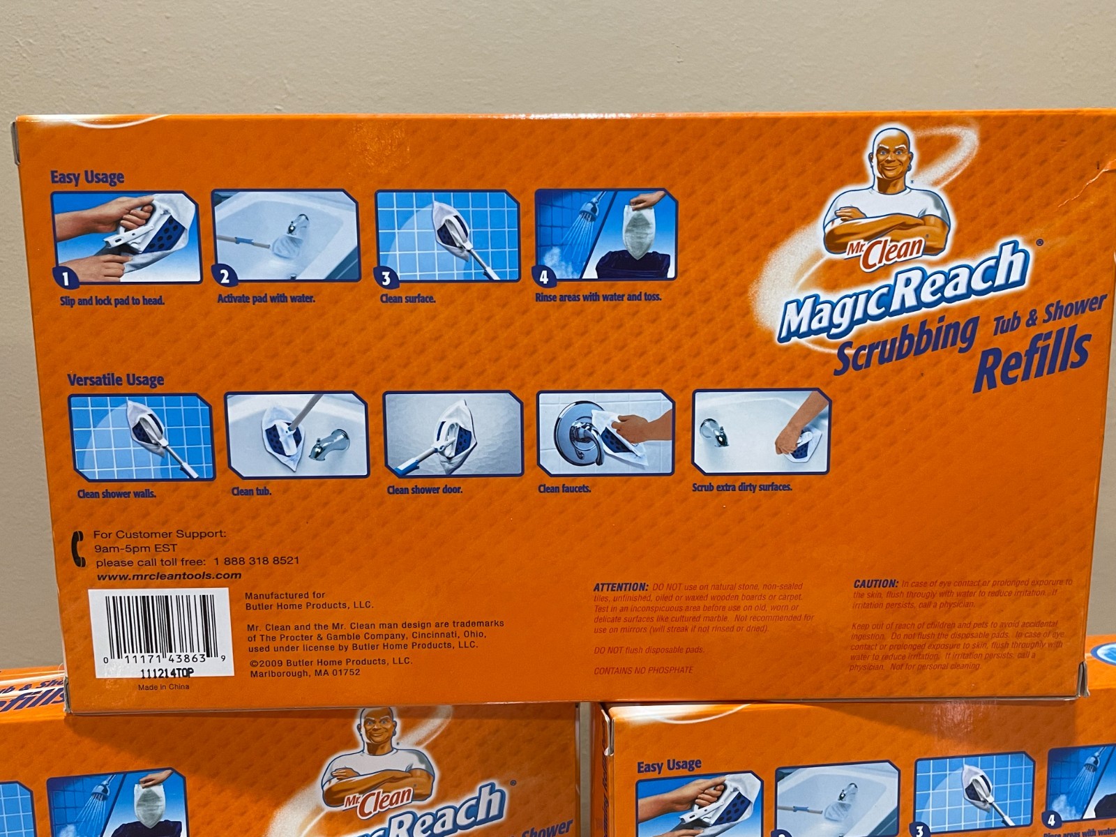 Mr. Clean Magic Reach Scrubbing Tub Shower Pads Refills 3 BOXES OF 8 / 24 TOTAL