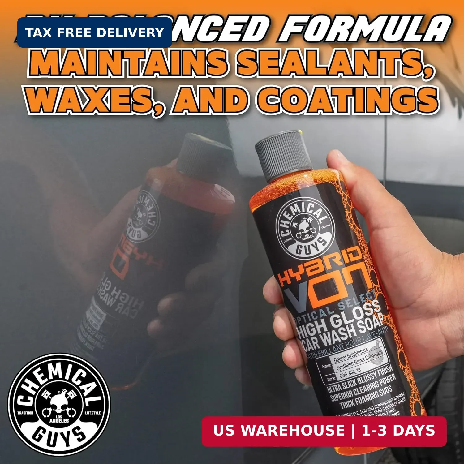 Chemical Guys CWS_808 Hybrid Foaming High Gloss Car Wash Soap (Works with Foam C