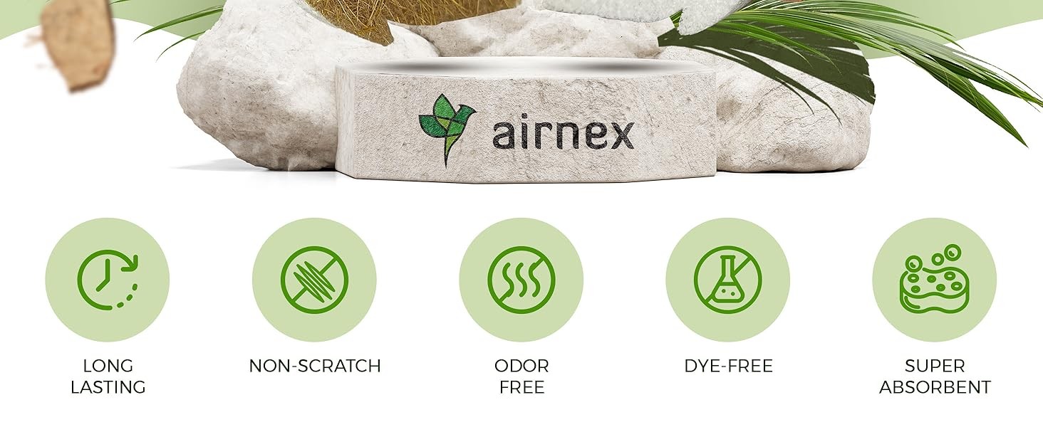 Natural Kitchen Sponges (6 Pack) – Biodegradable Cellulose & Coconut Scrubber