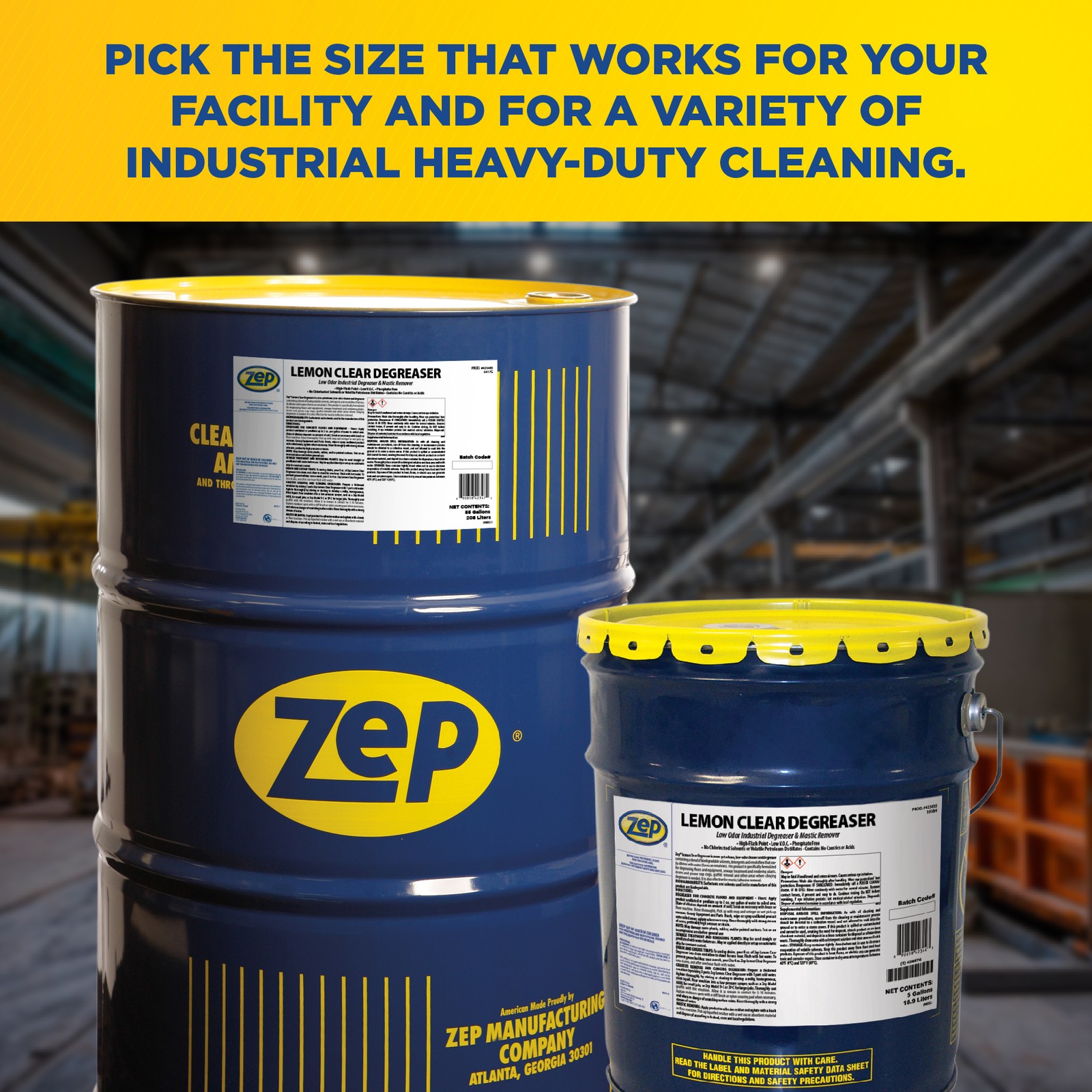 Zep Lemon Clear Degreaser – 5 Gallon (1 Unit) 423435 – Low Odor, Industrial