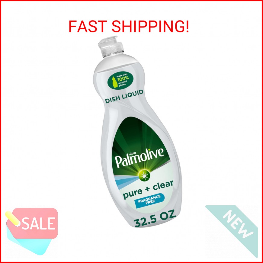 Palmolive Ultra Dishwashing Liquid Dish Soap, Pure + Clear Fragrance Free – 32.5