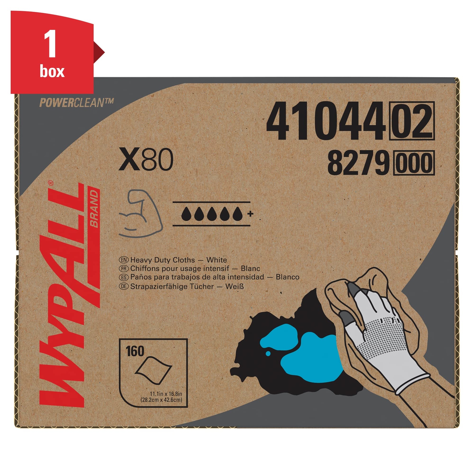 WypAll Power Clean X80 Heavy Duty Disposable Cleaning Cloths 160 Count Box