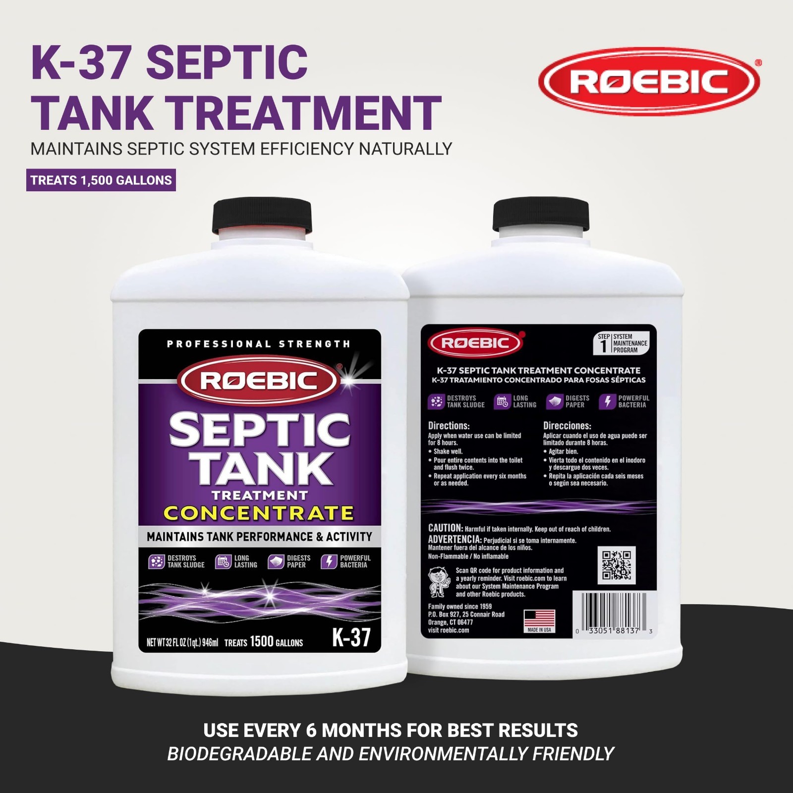 Septic Tank Treatment 32 oz Concentrate – Safe for All Plumbing Systems, Colorle