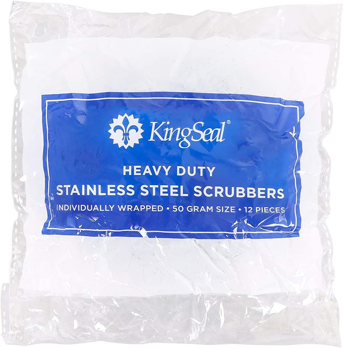 Kingseal Stainless Steel Scrubbers, Scrub Pads, Heavy Duty, 50 Gram Weight