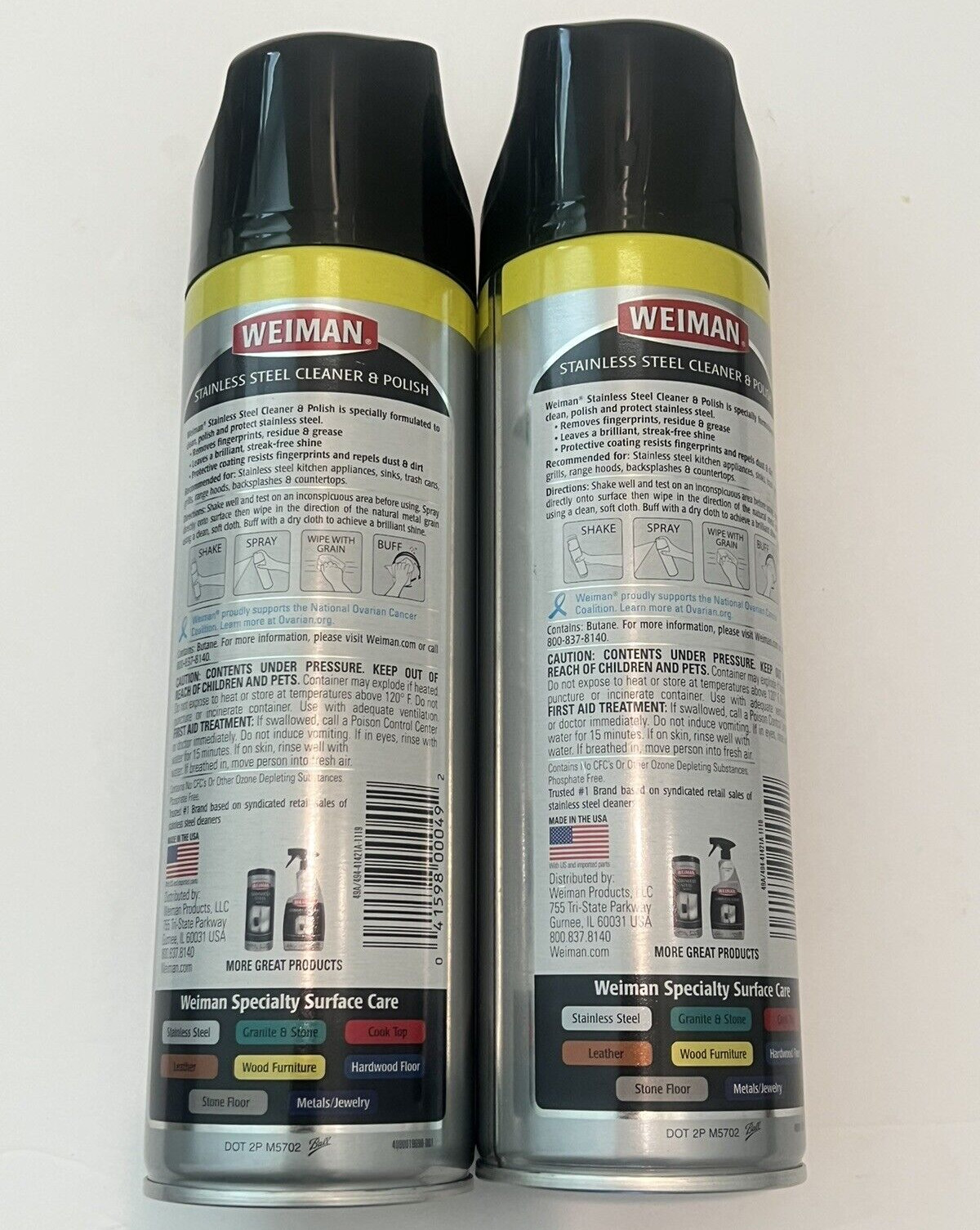 (2-Pack) WEIMAN Stainless Steel Appliances Stoves Ranges CLEANER & POLISH 17oz