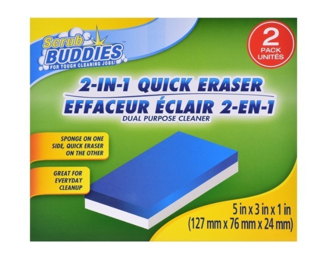 ( LOT 2 ) Scrub Buddies, 2 in 1 Quick Eraser Sponge & Eraser 2-pk/Box